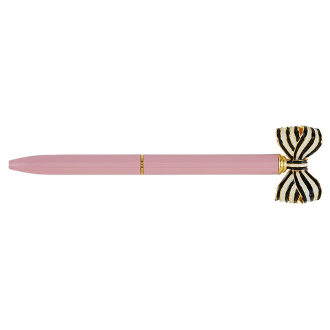 Striped Bow Pen - Dusty Rose