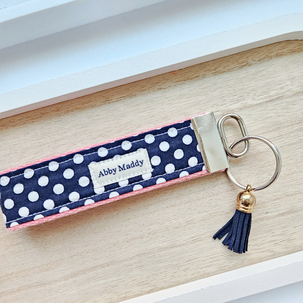 Navy Swiss Dot Keyfob