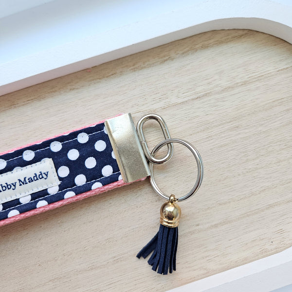 Navy Swiss Dot Keyfob