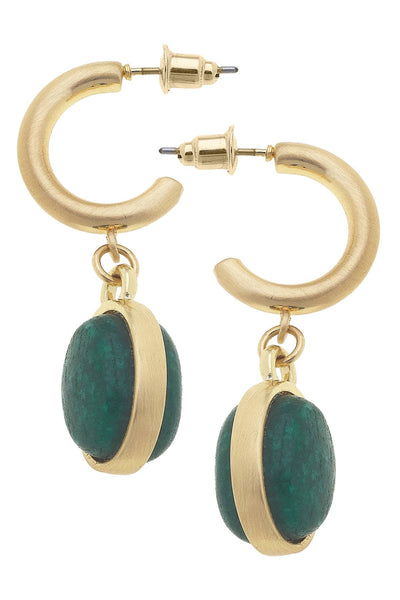 Caroline Gemstone Drop Hoop Earrings: Light Pink