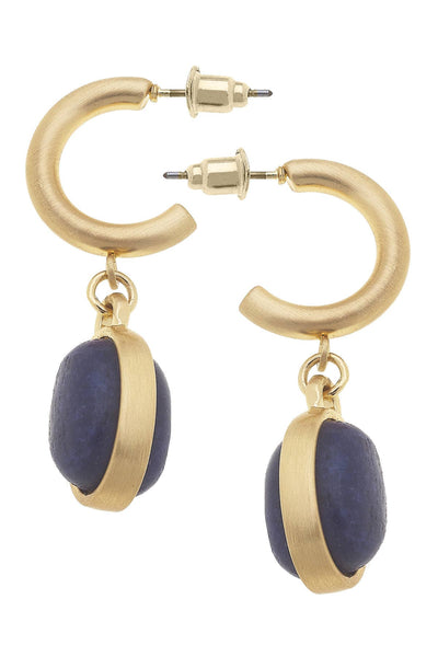 Caroline Gemstone Drop Hoop Earrings: Light Pink