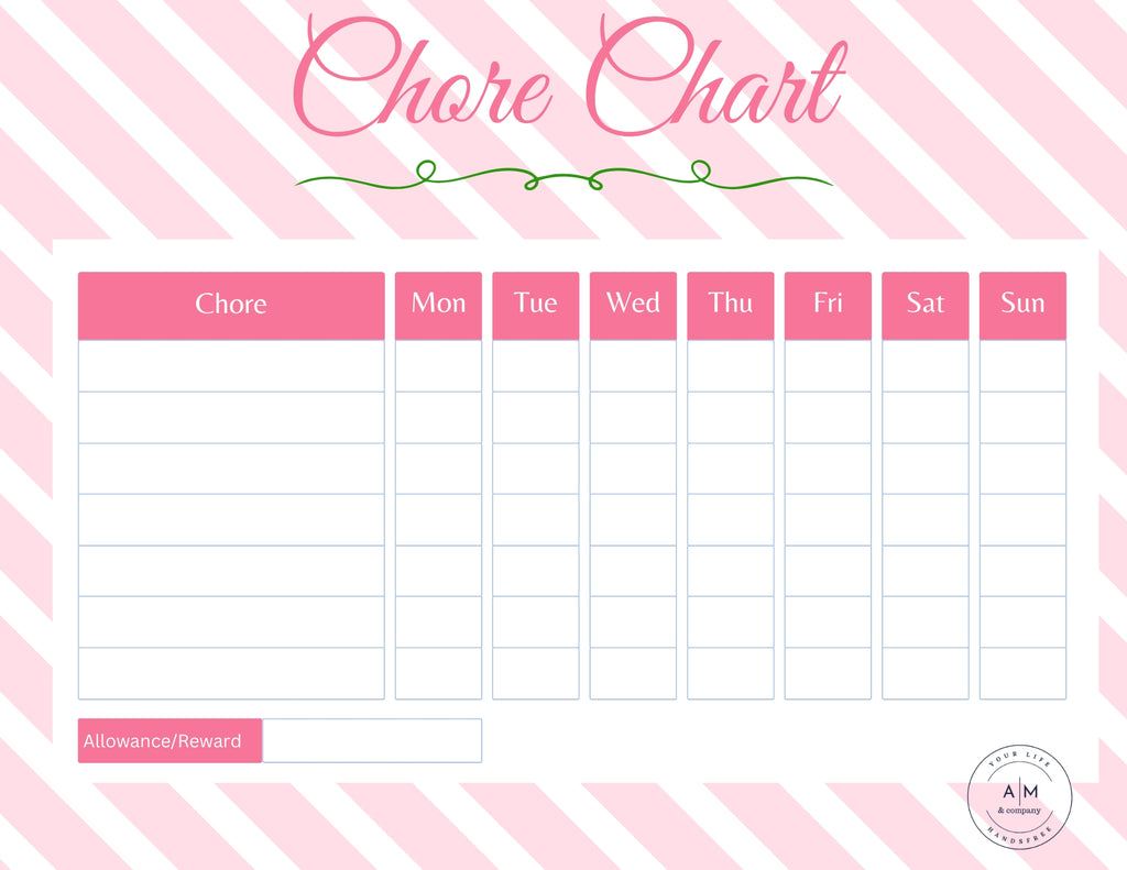 Pink Org Chart Chore Chart- Pink β Abby Maddy & Company, LLC