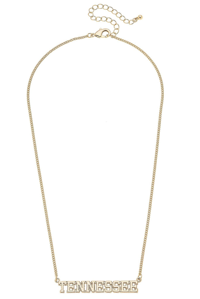 Tennessee Vols Varsity Outline Necklace in Shiny Gold