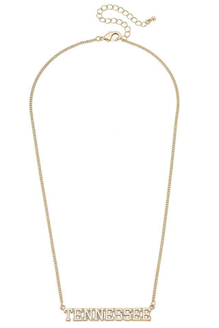 Tennessee Vols Varsity Outline Necklace in Shiny Gold
