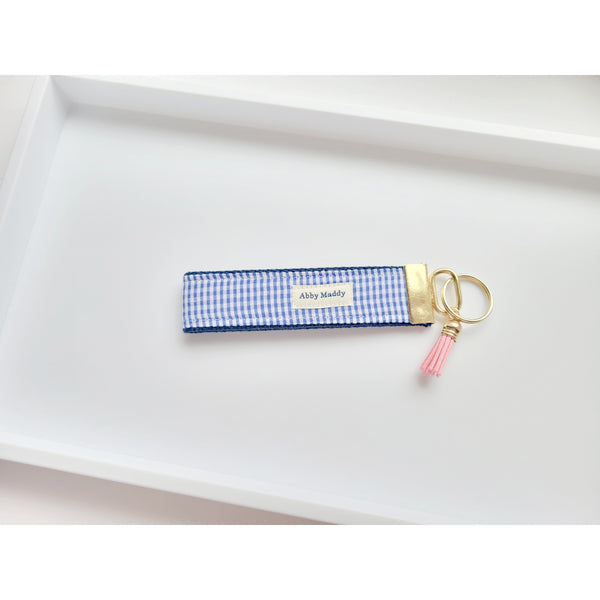 Navy Gingham Keyfob