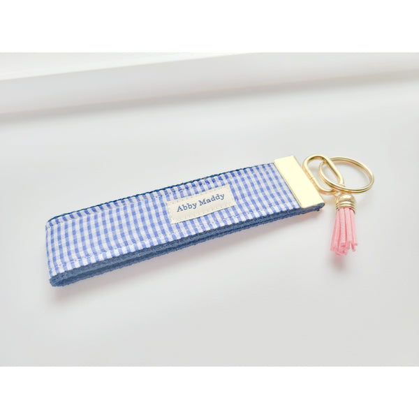 Navy Gingham Keyfob